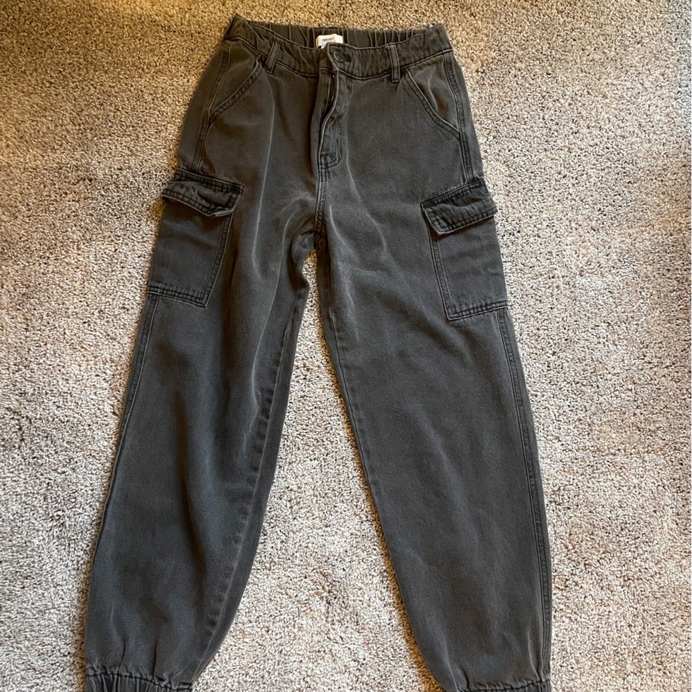 Forever 21 Black Cargo Pants Casual Cotton Blend